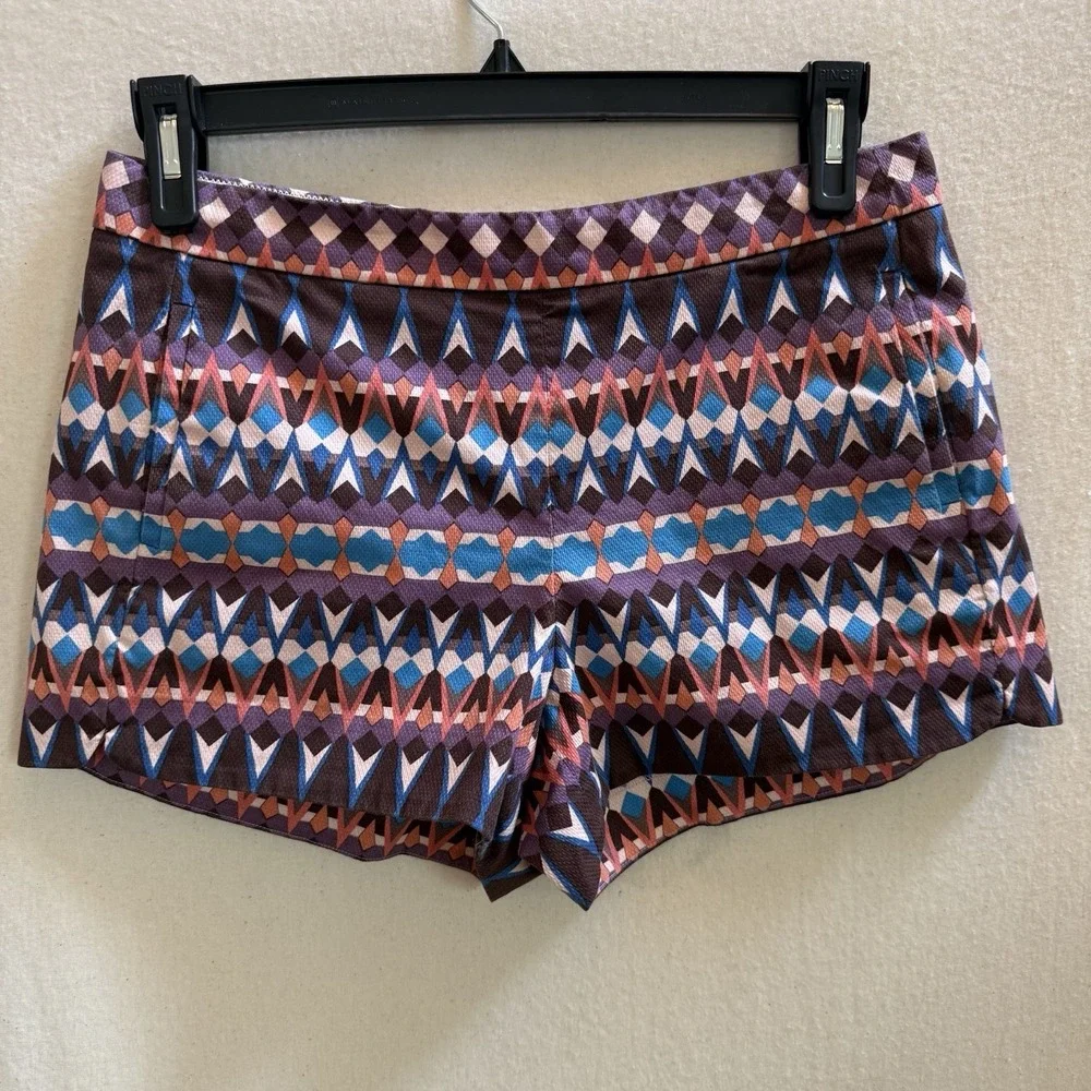 J Crew Shorts Tribal Print Back Zipper Cotton Stretch A6430 Womens‎ 6